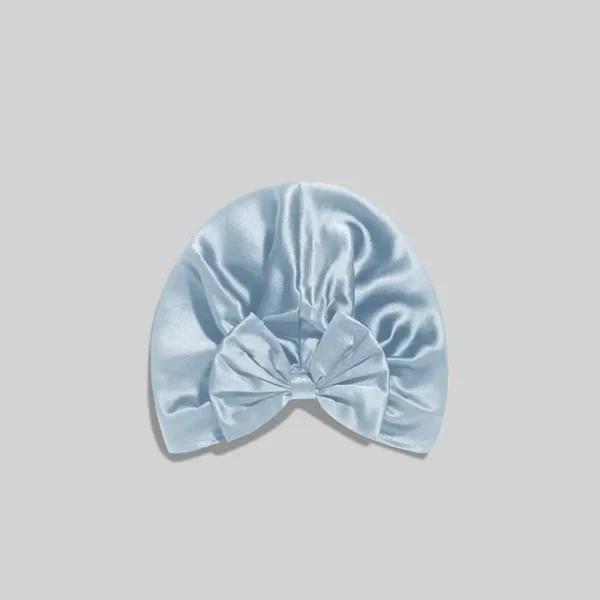 Silk Suen 19mm Mulberry Silk Bonnet With Bow-Baby Blue