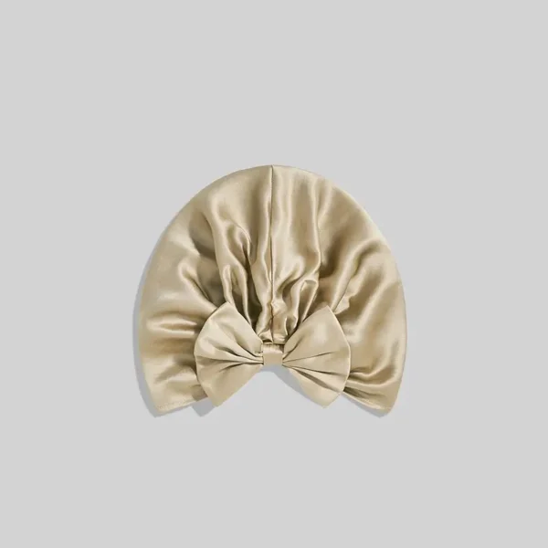 Silk Suen 19mm Mulberry Silk Bonnet With Bow-Beige