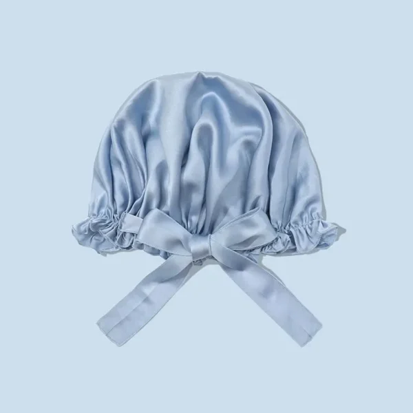 Silk Suen 19mm Mulberry Silk Bonnet With Tie Band-Baby Blue