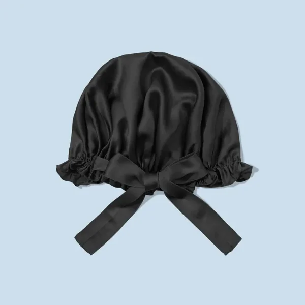 Silk Suen 19mm Mulberry Silk Bonnet With Tie Band-Black