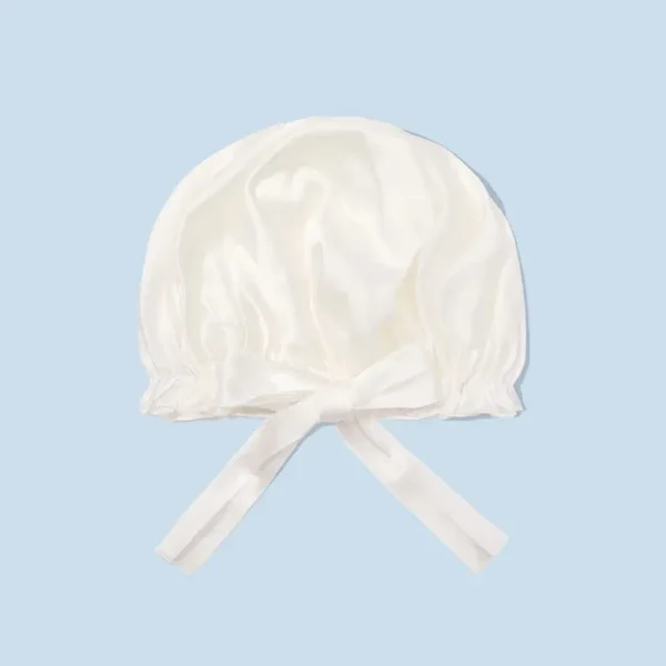 Silk Suen 19mm Mulberry Silk Bonnet With Tie Band-Ivory