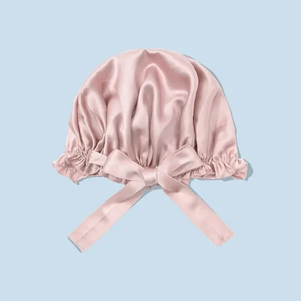 Silk Suen 19mm Mulberry Silk Bonnet With Tie Band-Rose Gold