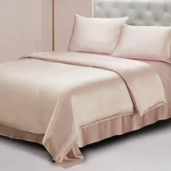 Silk Suen mulberry silk duvet cover in rose gold